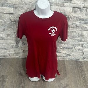 Victorias Secret Pink Mesh Oklahoma Sooners OU Short Sleeve Campus Tee Size XS